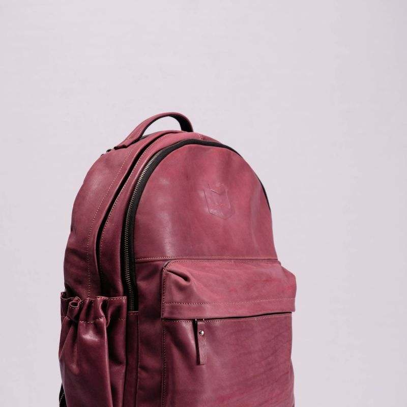 Maroon Leather Backpack